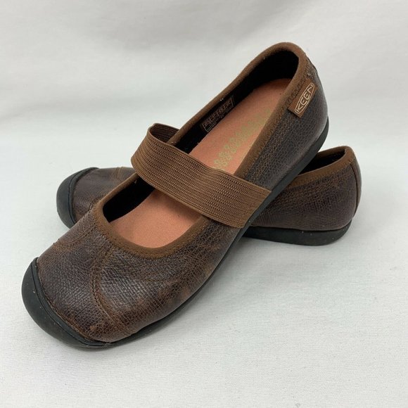 Keen Shoes - KEEN - Brown Textured Leather Women's Mary Jane - Slip On Shoes (Size US 7)